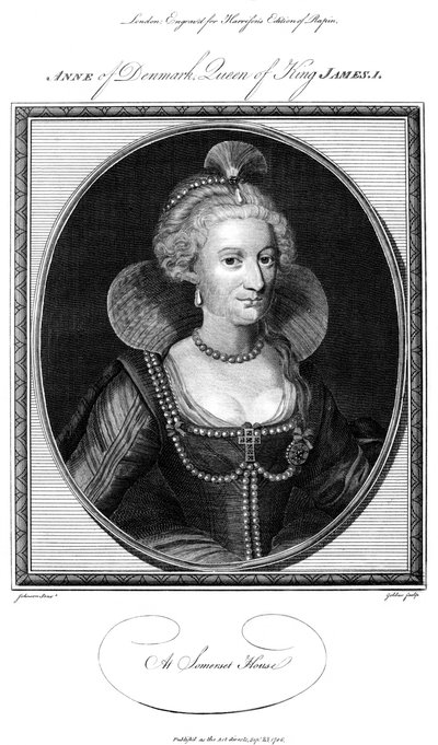 Anne av Danmark 1574-1619, dronningkonsort av kong James I, 1786. av John Goldar