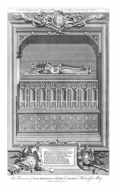 Monumentet til kong Richard II. og Ann hans dronning, i Westminster Abbey, midten av 1700-tallet. av John Goldar