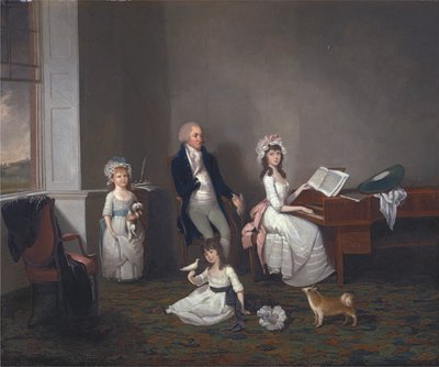 John Richard Comyns fra Hylands, Essex, med sine døtre av John Greenwood