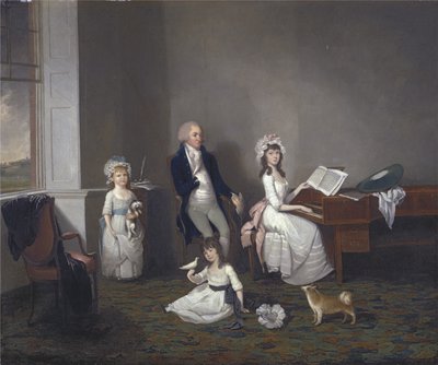 John Richard Comyns fra Hylands Essex, med døtrene hans, 1775 av John Greenwood