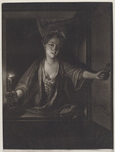 Jente med et stearinlys av John Greenwood after Nicolaas Verkolje