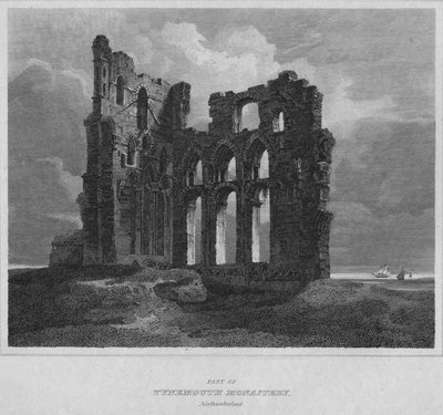 En del av Tynemouth-klosteret. Northumberland, 1814 av John Greig