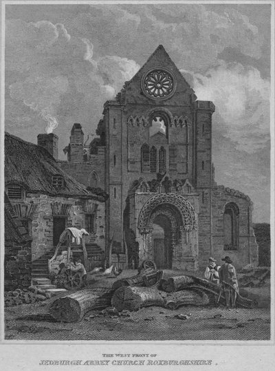 Vestfronten til Jedburgh Abbey Church Roxburghshire, 1814 av John Greig