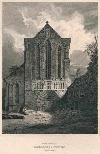 Vestfronten til Lanercost Priory. Cumberland, 1814 av John Greig