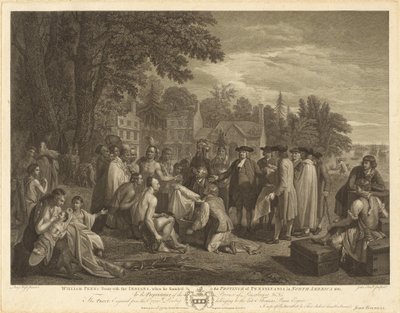 William Penns traktat med indianerne av John Hall after Benjamin West