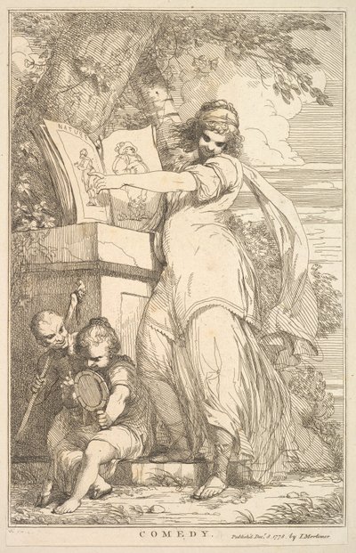 Komedie fra Femten Etchings dedikert til Sir Joshua Reynolds, 8. desember 1778. av John Hamilton Mortimer