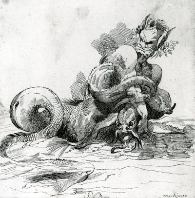 Illustrasjon av et sjømonster, 1700-tallet av John Hamilton Mortimer