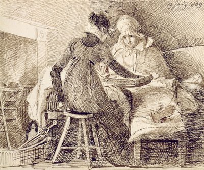 A Game of Backgammon, 19. januar 1809 (penn og blekk på papir) av John Harden