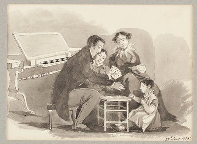 Et kortspill, 1815 (wc på papir) av John Harden