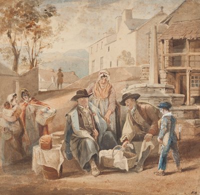 Ambleside-markedsforretninger (wc på papir) av John Harden