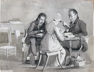 En kveldslesing, 17. februar 1812 (penn- og blekkvask på papir) av John Harden