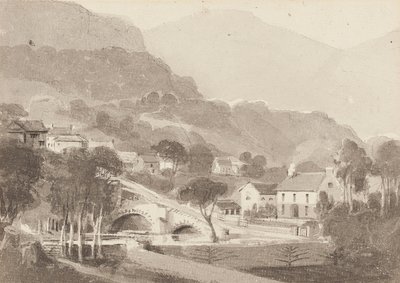 Brathay Bridge & Old Brathay, Lake District, Cumbria, 1820 (wc på papir) av John Harden