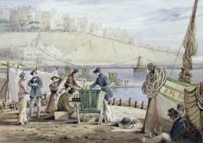 Brighton Beach, Sussex, 1844 (wc på papir) av John Harden