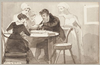 Sjakk, 1812 (wc på papir) av John Harden