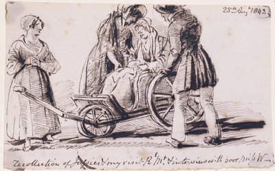 Dorothy Wordsworth (1771-1855) i rullestol, 1842 (blekk på papir) av John Harden