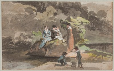 Gruppe ved vannet, 1810 (wc på papir) av John Harden