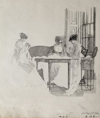 Damesøm, 1805 (penn og blekk på papir) av John Harden