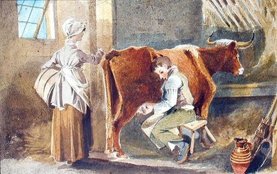 Melking (akvarell på papir) av John Harden