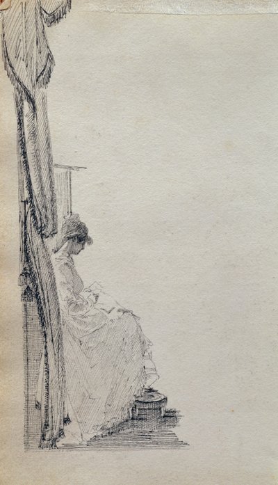 Lesing ved et vindu (penn og blekk på papir) av John Harden