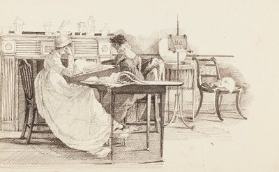 Lesing ved peisen, 1805 av John Harden