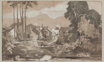 Se øst til Ambleside, 1812 (wc på papir) av John Harden