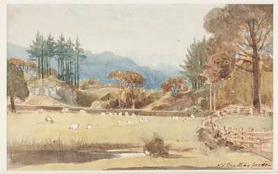 Utsikt til Langdale, Lake District, Cumbria, 1831 (wc på papir) av John Harden