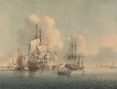 Men of War ligger utenfor Sheerness av John Harris