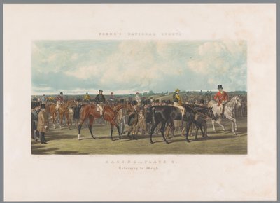 Retur etter hesteløpet Racing - Plate 4. Tilbake til veiing (tittel på objekt) Fores nasjonale idretter (serietittel) Fore