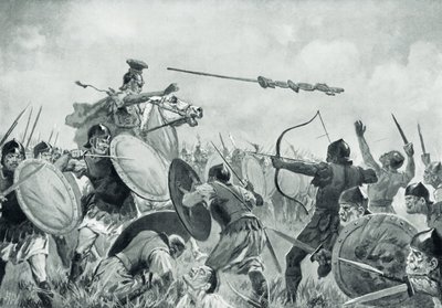 Et romersk slag med Volscians (litho) av John Harris Valda