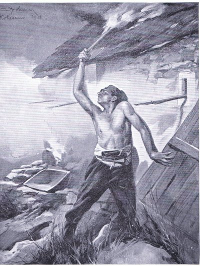 En grensehendelse fra Balkankrigen 1912, fra Hutchinsons History of the Nations (Volume 4) utgitt av Hutchinson, ca. 1920 (litho) av John Harris Valda