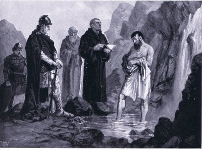 Baptism of Boris I, illustrasjon fra Hutchinsons History of the Nations VOL 4 ca. 1920-tallet av John Harris Valda