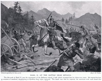 Basil II, i kamp nær Setania 1017AD av John Harris Valda