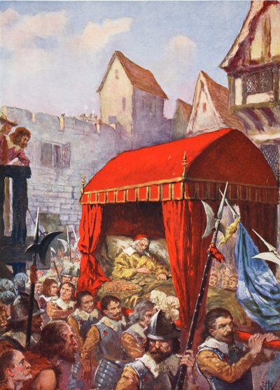Kardinal Richelieus ankomst til Lyon, illustrasjon fra 'Hutchinson's History of the Nations' av John Harris Valda