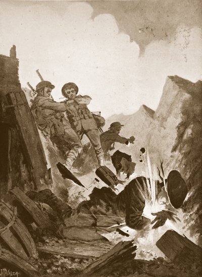 Sekundløytnant A.V. Smith kaster seg på en levende bombe og ofrer livet for kameratene av John Harris Valda