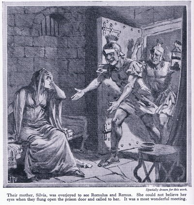 Moren deres Silvia var overlykkelig over å se Romulus og Remus, ca. 1950 av John Harris Valda