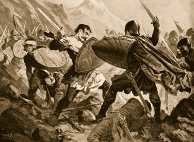 Tsar Michael Shishman fra Bulgaria drept i slaget ved Velbazhd, 1330 av John Harris Valda