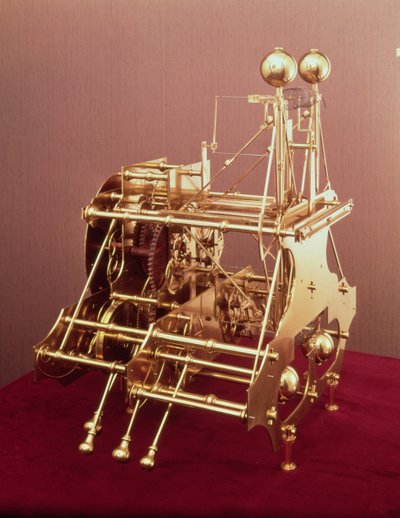 En Harrison Number 1, den første navigasjonsklokken, ca. 1735 (sett bakfra) av John Harrison