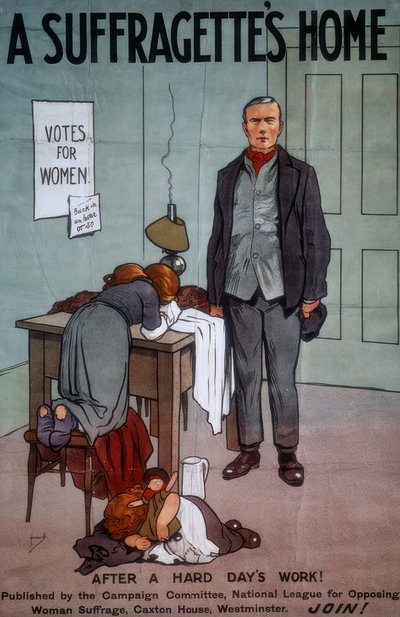 A Suffragettes Home / J. Hassall / Plakat, 20. Jahrhundert av John Hassall