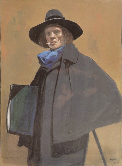 Portrett av kunstneren, ca. 1910 (akvarell på papir) av John Hassall