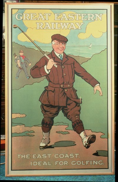 Østkysten: Ideell for golf. Plakat for Great Eastern Railway av John Hassall