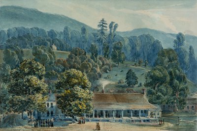 Spisestue og scenekontorer i White Sulphur Springs, 1832. av John Hazelhurst Boneval Latrobe