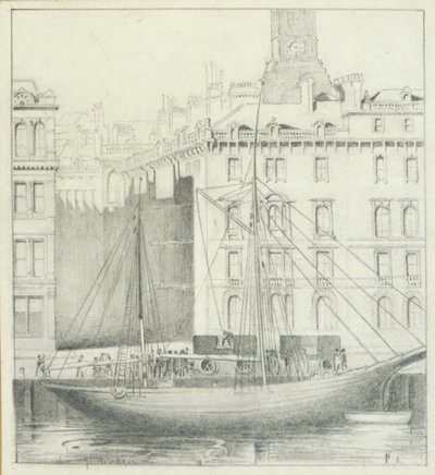 Quayside, Newcastle (blyant på kort) av John Henderson
