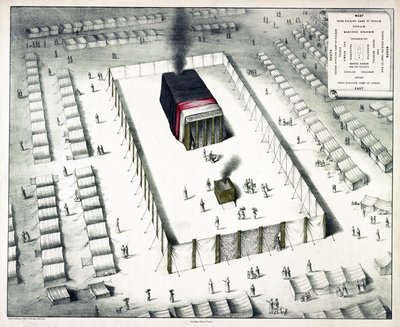 Tabernaklet i villmarken og planen for leiren, utgitt 1850 (farget lito) av John Henry Camp
