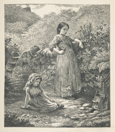 Tallerken 16. To unge jenter.  Naturbilder. En serie på tretti originale illustrasjoner tegnet på tre av J. H. Dell, og gravert av R. Paterson.  John Henry Dell av John Henry Dell