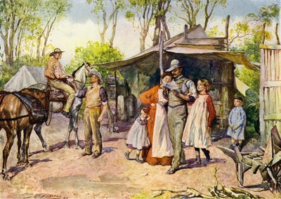 Levere brev i den australske busken (farge litho) av John Henry Frederick (after) Bacon