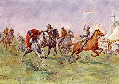 Teltplugging i India (farge litho) av John Henry Frederick (after) Bacon