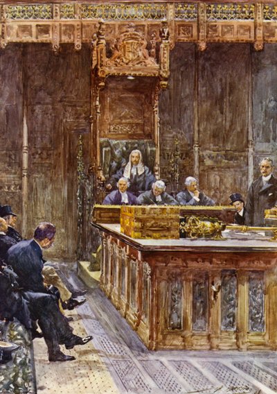 Taleren for Underhuset (farge litho) av John Henry Frederick (after) Bacon