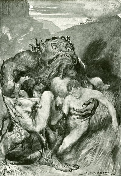 Ondskapens demon grep dem grådig med sin heftige raving av John Henry Frederick after Bacon