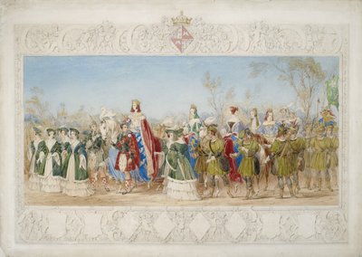 Jane Georgiana, Lady Seymour, Queen of Beauty blyant og wc på papir av John Henry Nixon