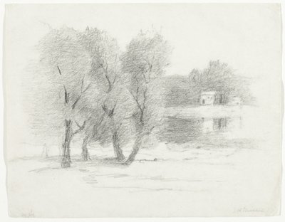 Landskap, sent 1800-begynnelse av 1900-tallet av John Henry Twachtman